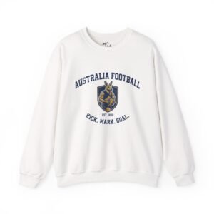 Australia Football Crewneck Sweatshirt – Kangaroo Emblem "Kick. Mark. Goal."