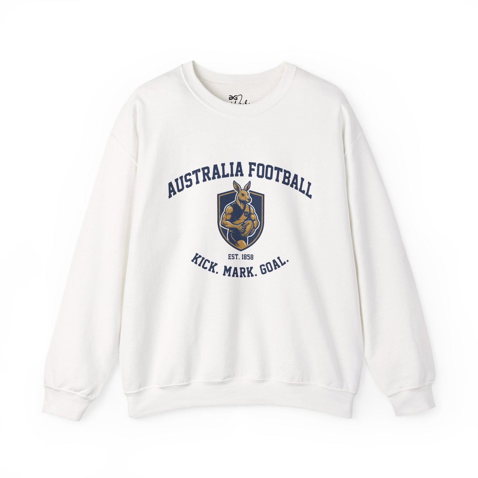 Australia Football Crewneck Sweatshirt – Kangaroo Emblem "Kick. Mark. Goal."