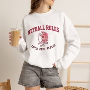 Netball Rules Crewneck Sweatshirt — Australia Catch, Pass, Repeat