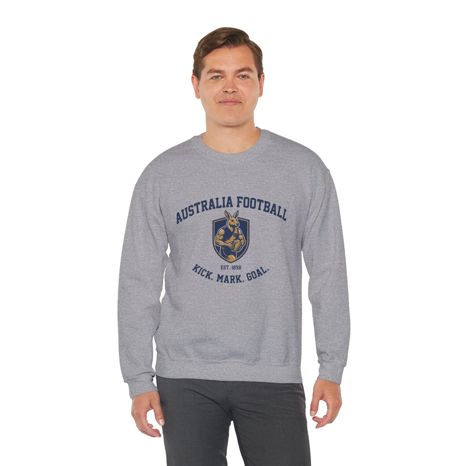 Australia Football Crewneck Sweatshirt – Kangaroo Emblem "Kick. Mark. Goal." - Image 12