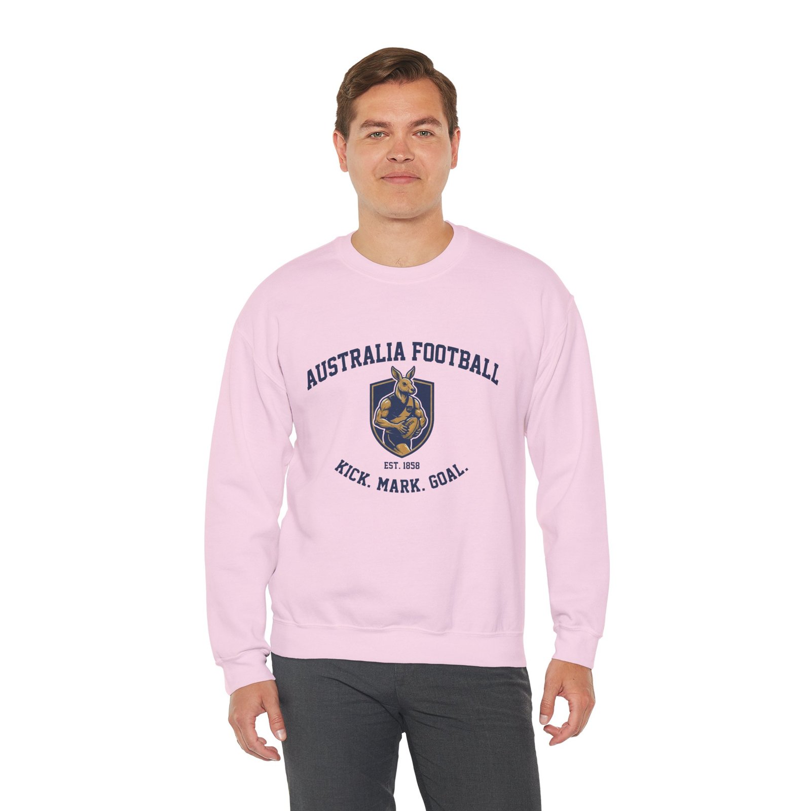 Australia Football Crewneck Sweatshirt – Kangaroo Emblem "Kick. Mark. Goal." - Image 24