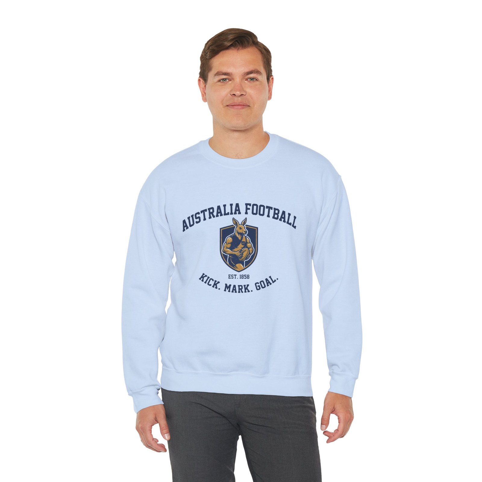 Australia Football Crewneck Sweatshirt – Kangaroo Emblem "Kick. Mark. Goal." - Image 18