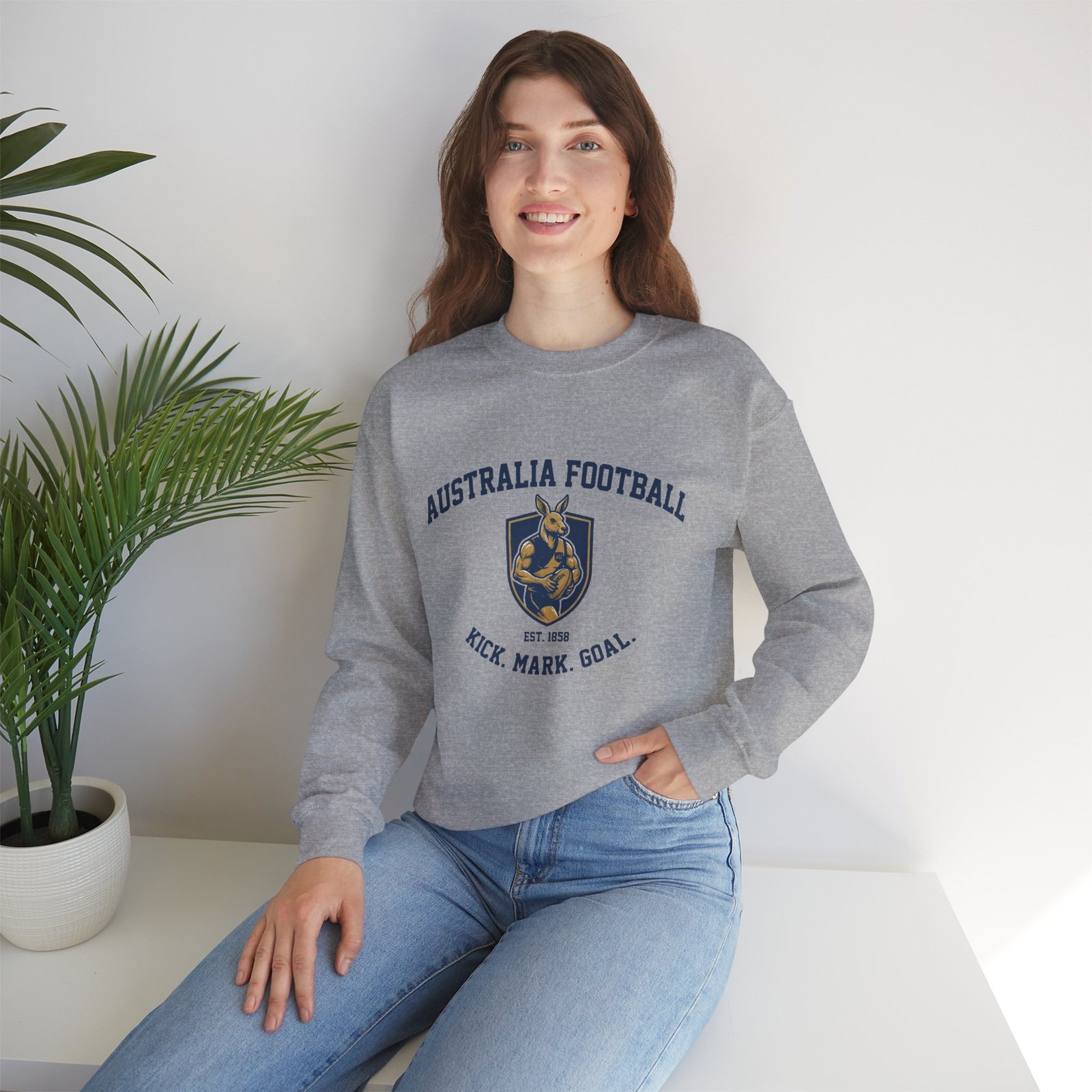 Australia Football Crewneck Sweatshirt – Kangaroo Emblem "Kick. Mark. Goal." - Image 10
