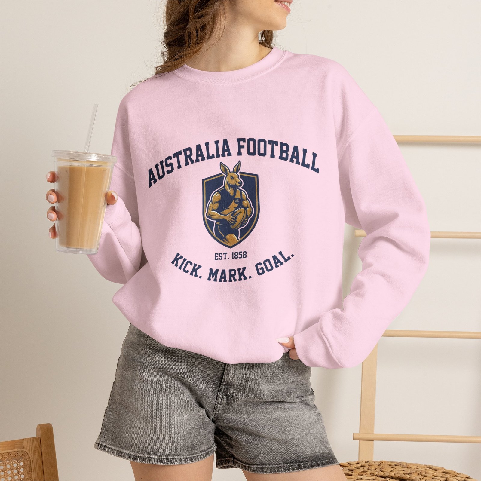 Australia Football Crewneck Sweatshirt – Kangaroo Emblem "Kick. Mark. Goal." - Image 21