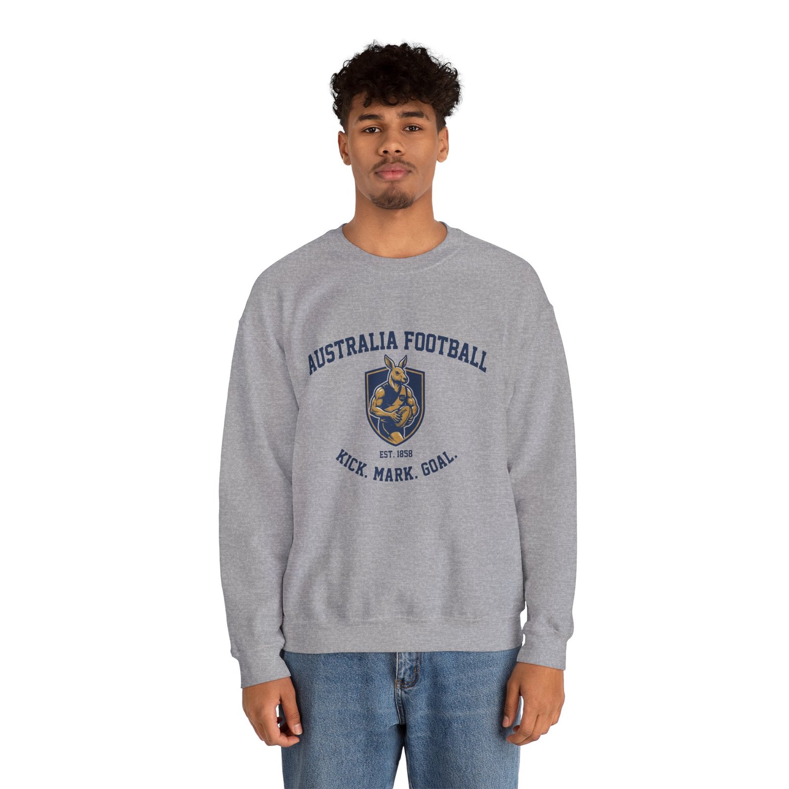 Australia Football Crewneck Sweatshirt – Kangaroo Emblem "Kick. Mark. Goal." - Image 11