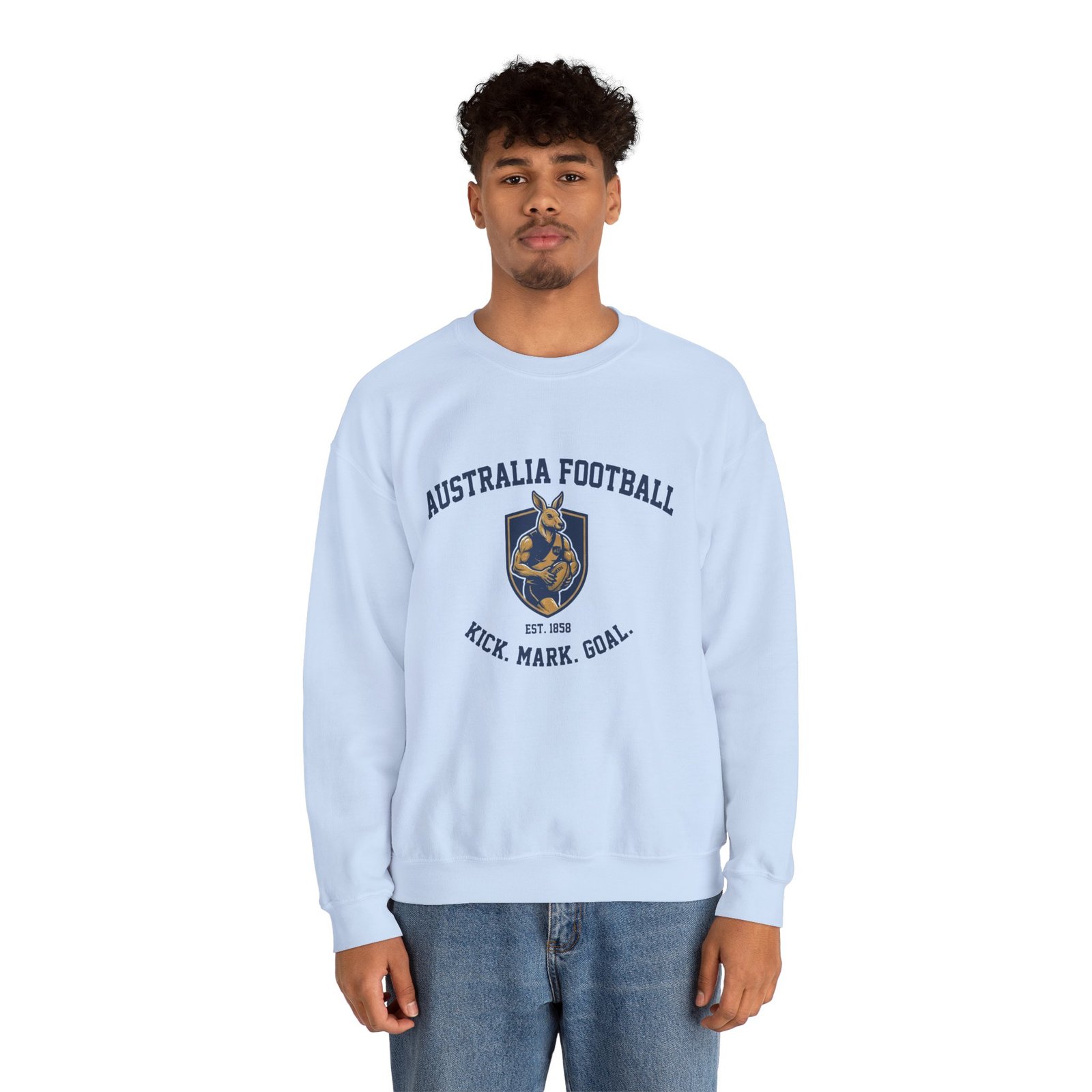 Australia Football Crewneck Sweatshirt – Kangaroo Emblem "Kick. Mark. Goal." - Image 17