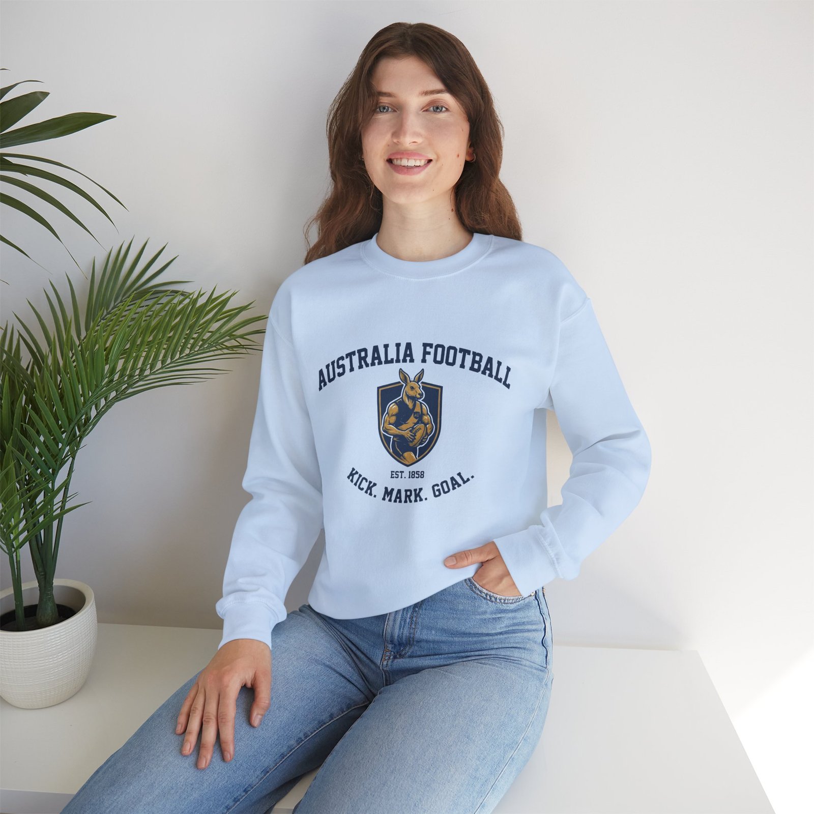 Australia Football Crewneck Sweatshirt – Kangaroo Emblem "Kick. Mark. Goal." - Image 16