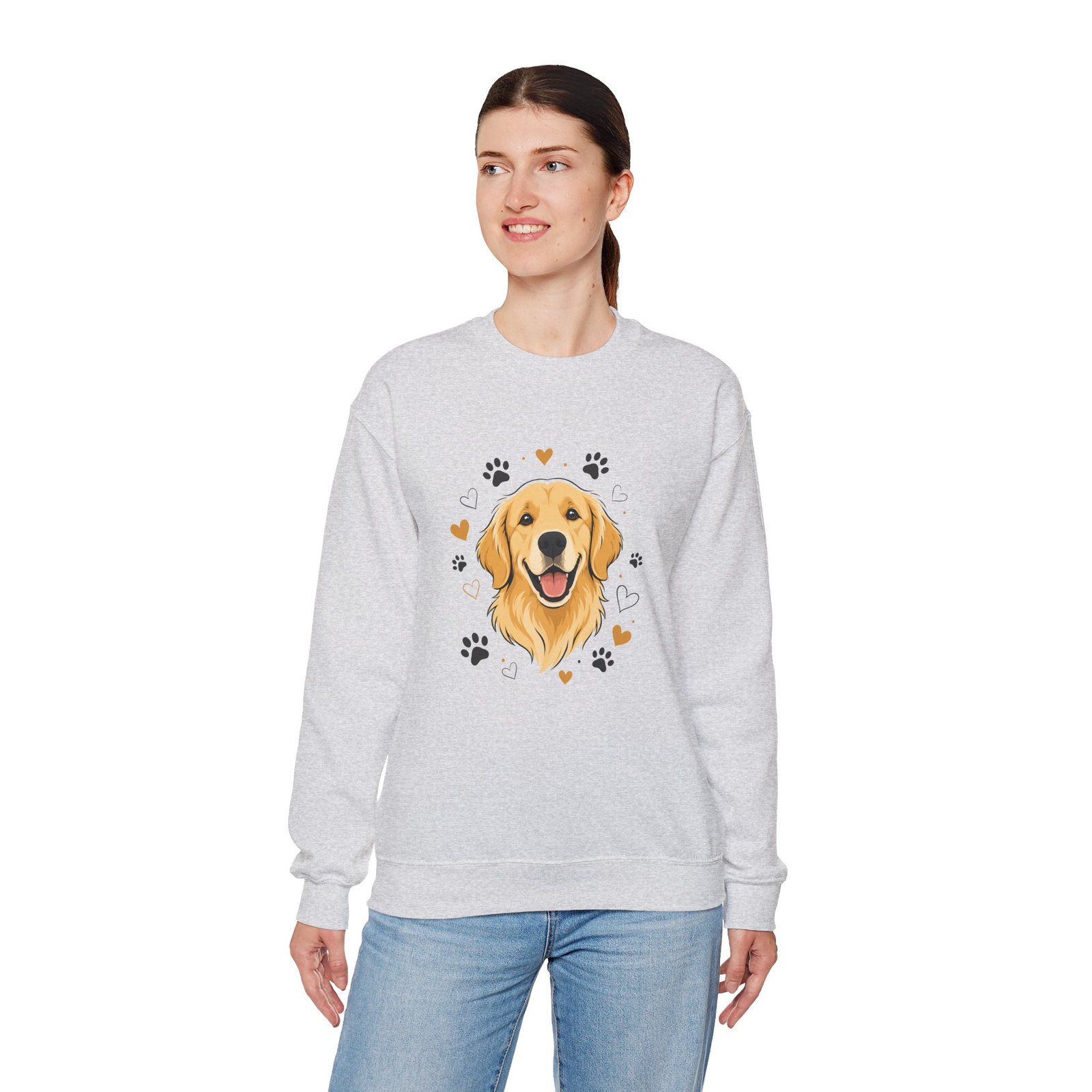 Golden Retriever Sweatshirt — Cute Paw Print Dog Lover Crewneck - Image 11