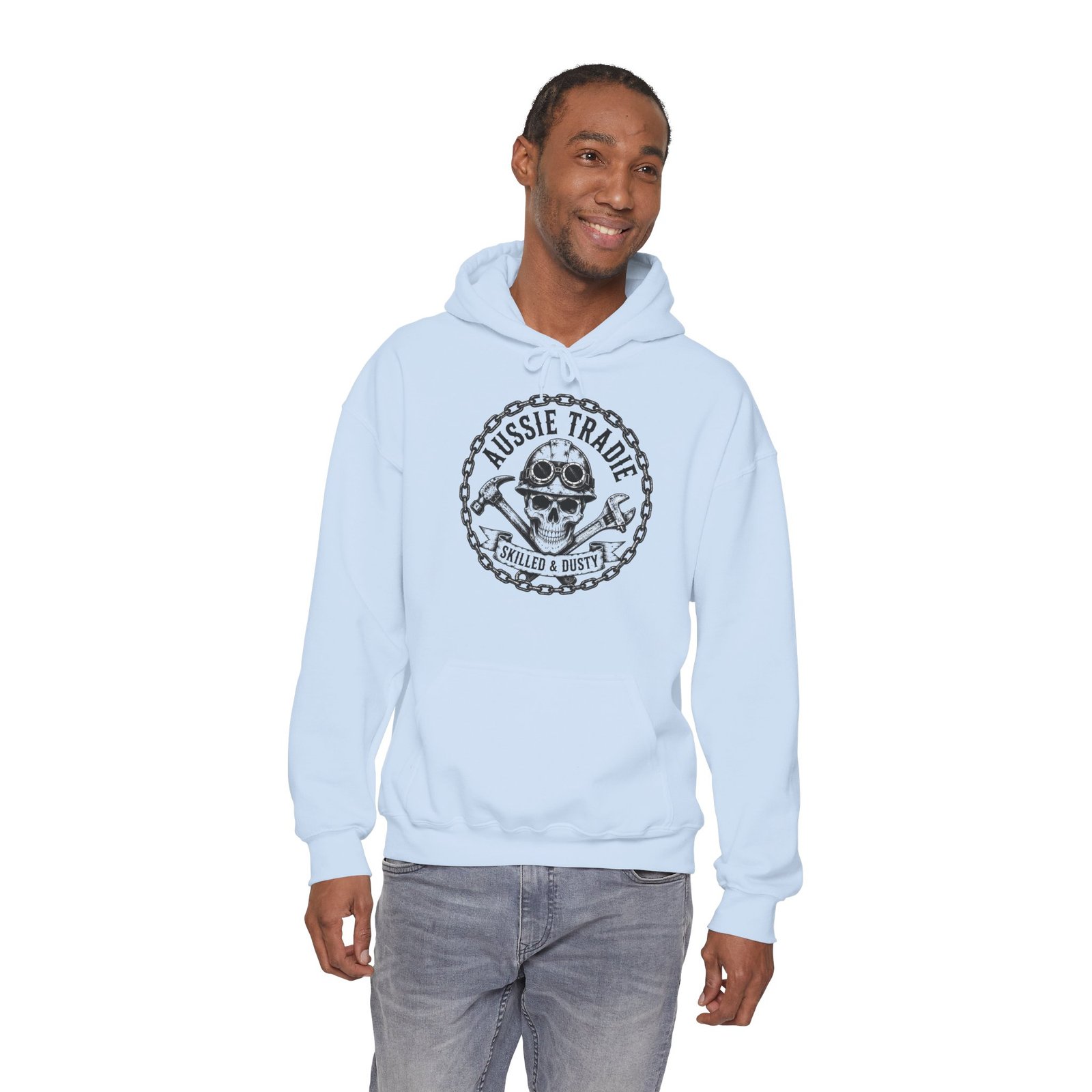 Aussie Trades Skull Hoodie – Skilled & Dusty Emblem Hooded Sweatshirt - Image 31