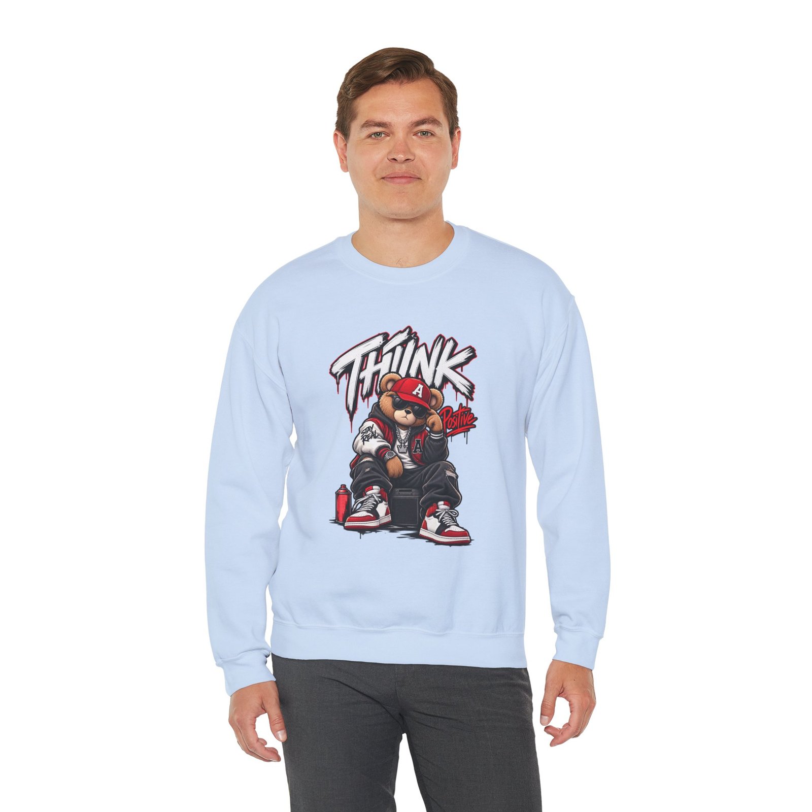 Think Bear Streetwear Crewneck Sweatshirt — Urban Graffiti Teddy Design - Image 19