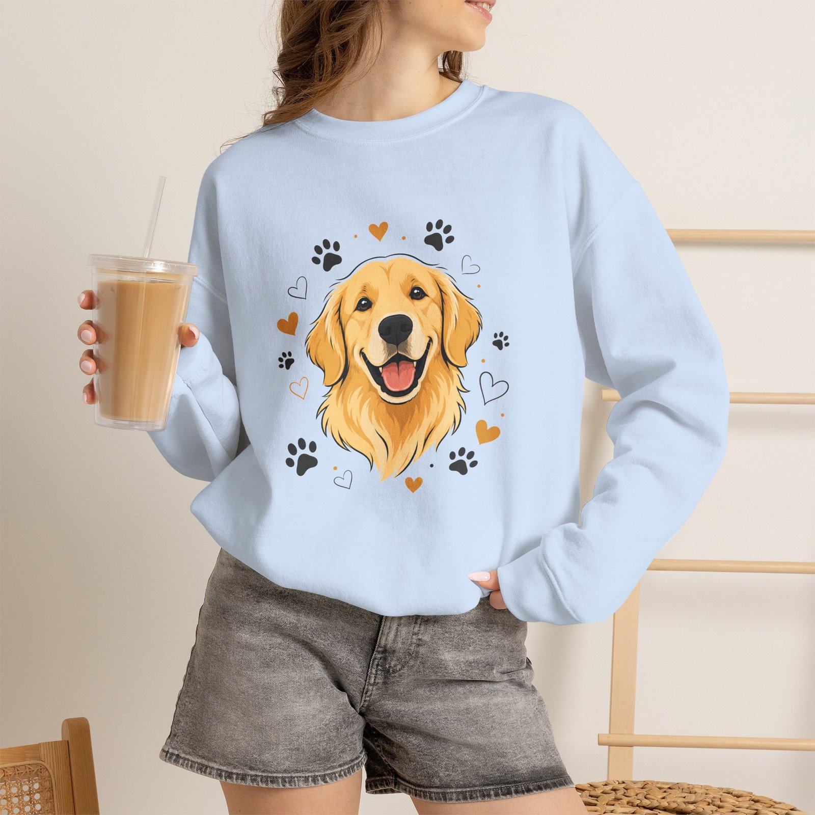 Golden Retriever Sweatshirt — Cute Paw Print Dog Lover Crewneck - Image 23