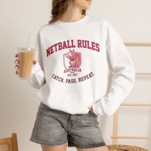 Netball Rules Crewneck Sweatshirt — Australia Catch. Pass. Repeat.
