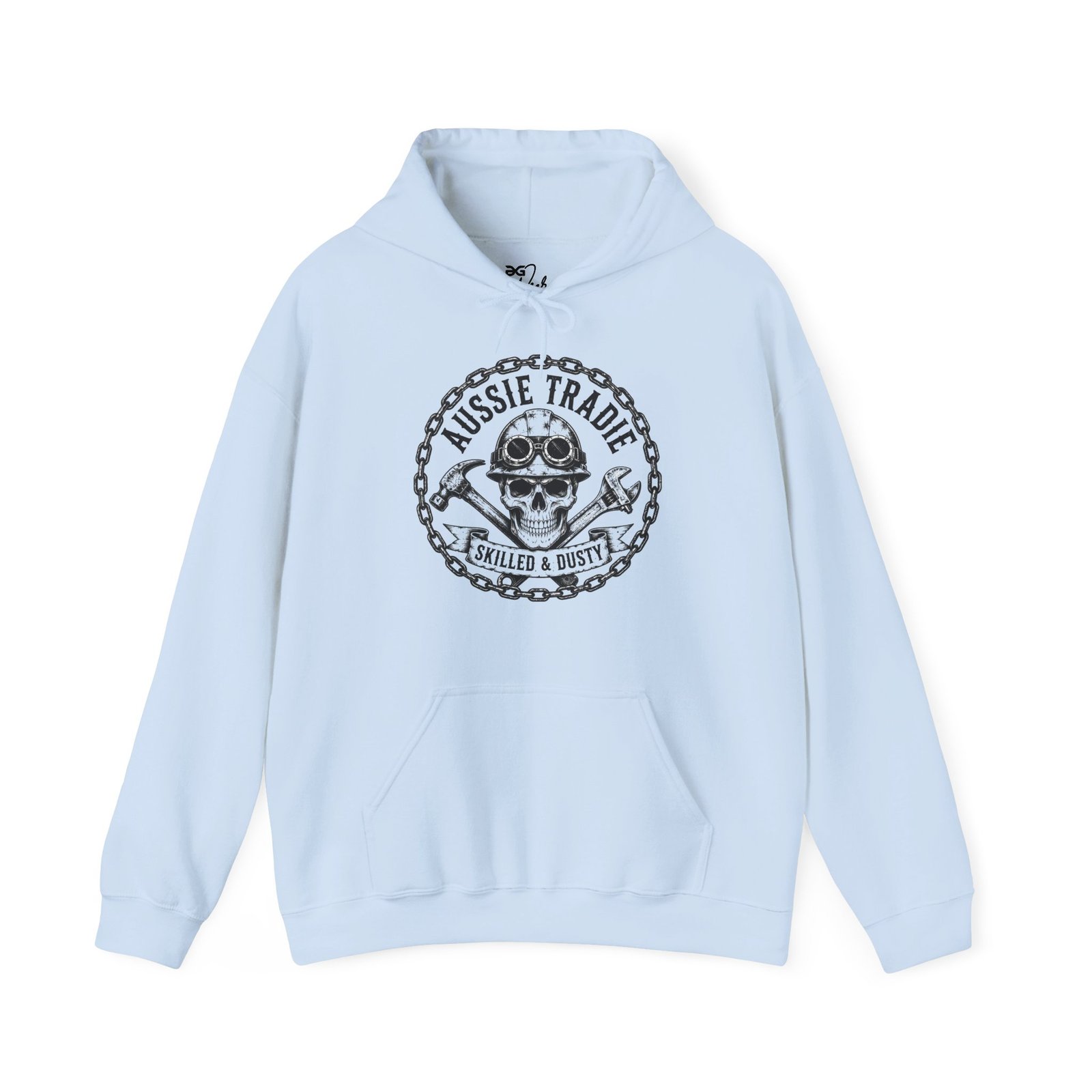 Aussie Trades Skull Hoodie – Skilled & Dusty Emblem Hooded Sweatshirt - Image 25