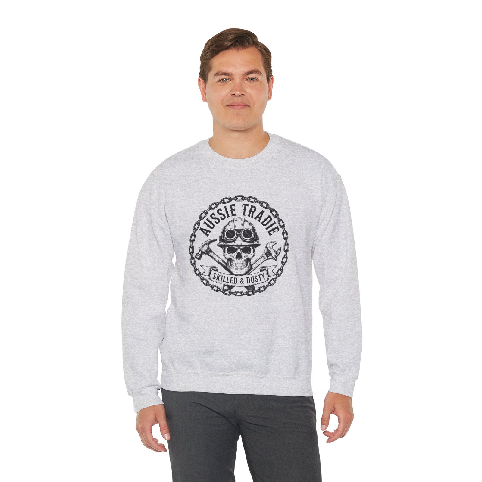 Aussie Trade Skull Crewneck Sweatshirt — "Aussie Trade Skilled & Dusty" Workwear - Image 10