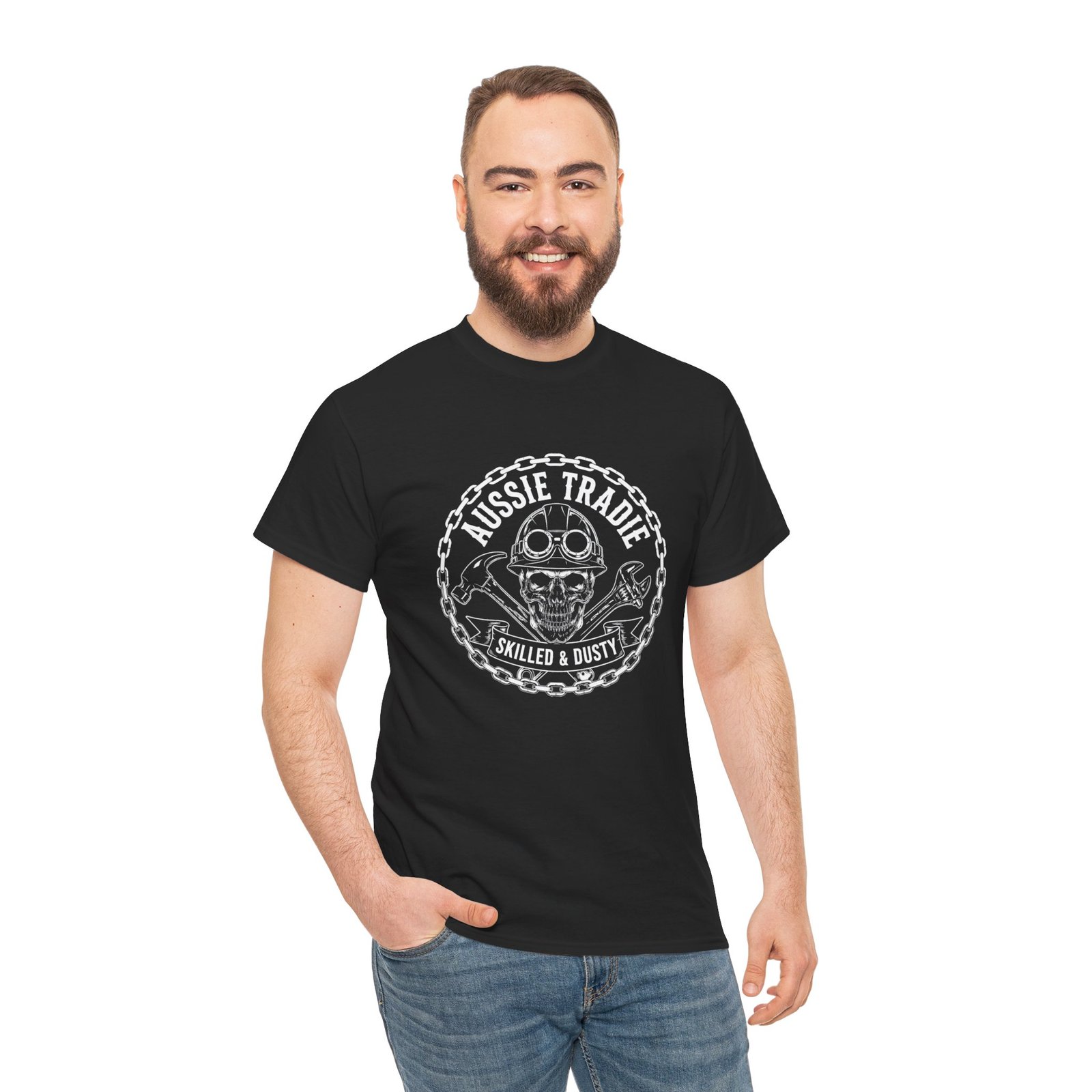 Aussie Trade Skull Tee — Skilled & Dusty Mechanics Shirt - Image 4