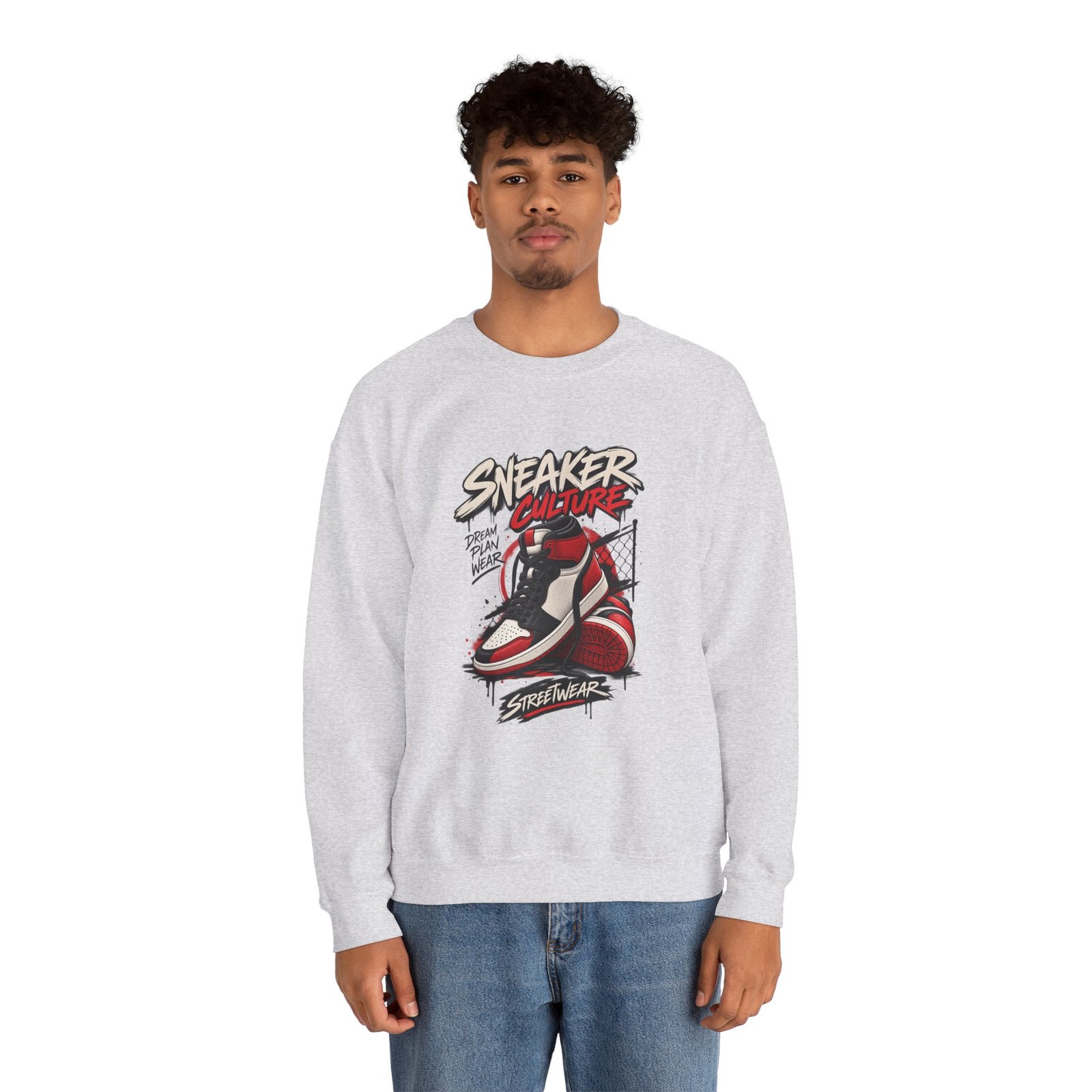 Sneaker Culture Crewneck Sweatshirt — Streetwear Retro Basketball Shoe Graphic - Image 4