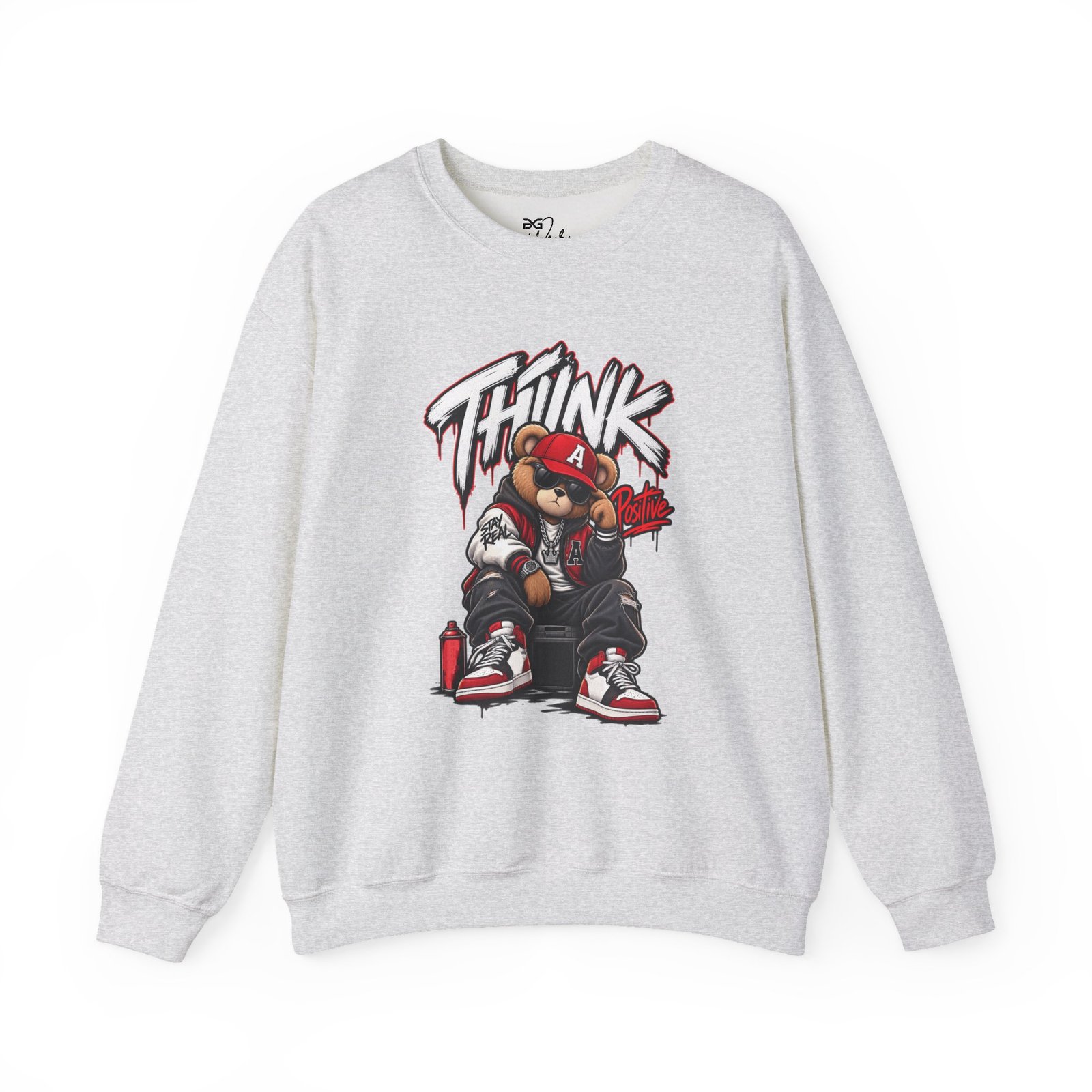 Think Bear Streetwear Crewneck Sweatshirt — Urban Graffiti Teddy Design - Image 8