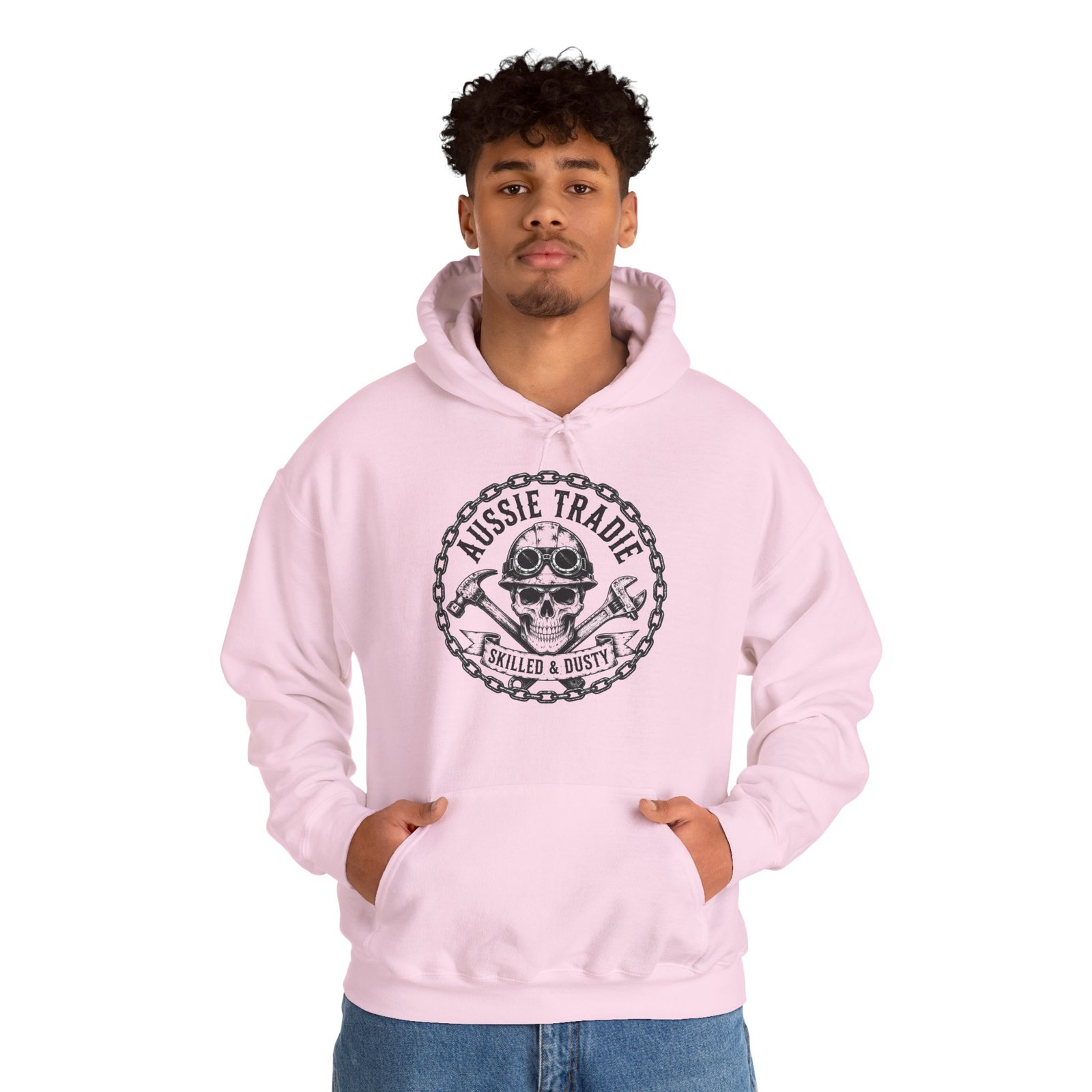 Aussie Trades Skull Hoodie – Skilled & Dusty Emblem Hooded Sweatshirt - Image 35