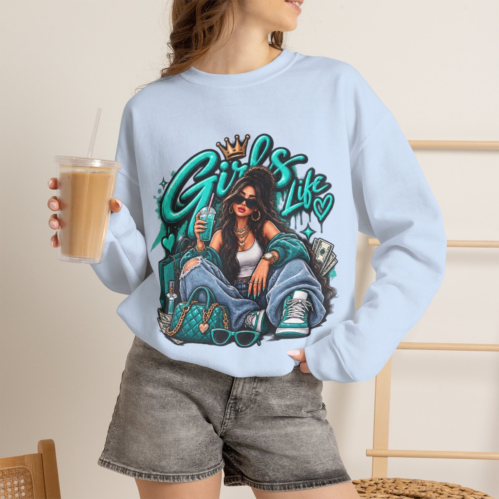 Girls Life Crewneck Sweatshirt — Retro Streetwear Graphic Pullover - Image 15